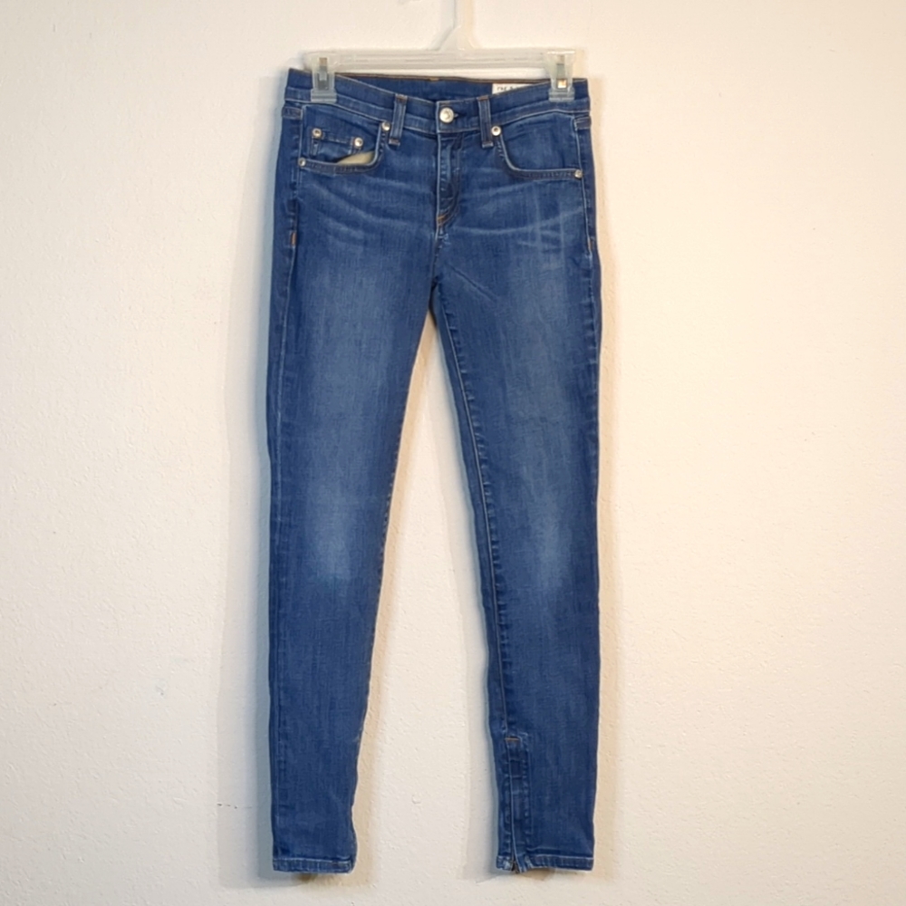 Rag & Bone Zipper Capri Sz 25 Medium Wash